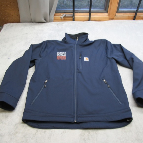 Carhartt Crowley Jacket Mens Large‎ Blue Softshell Water Resistant Full Zip Logo